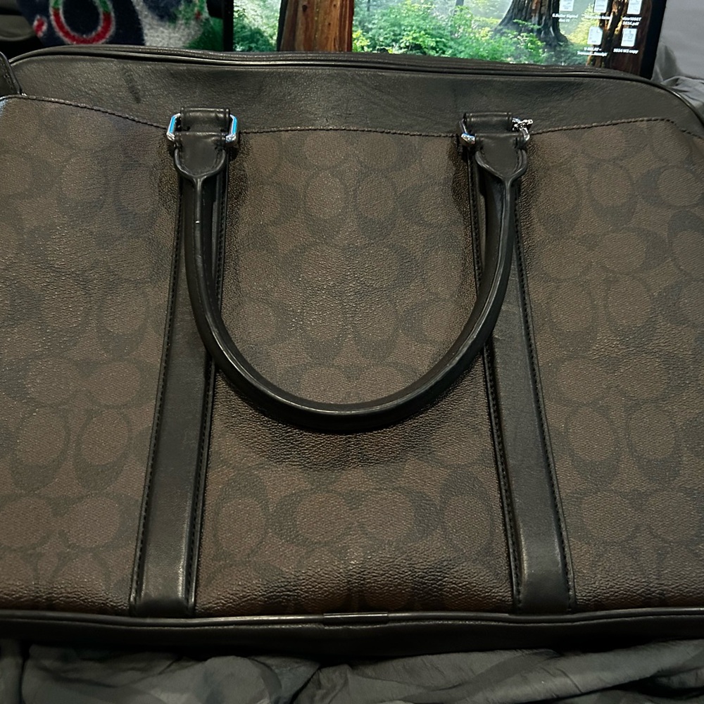 Coach Signature Brown and Black Briefcase